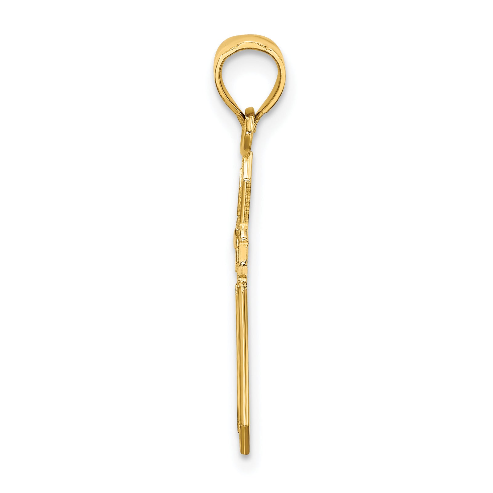 14K w/ Engraved Edges Cross Charm