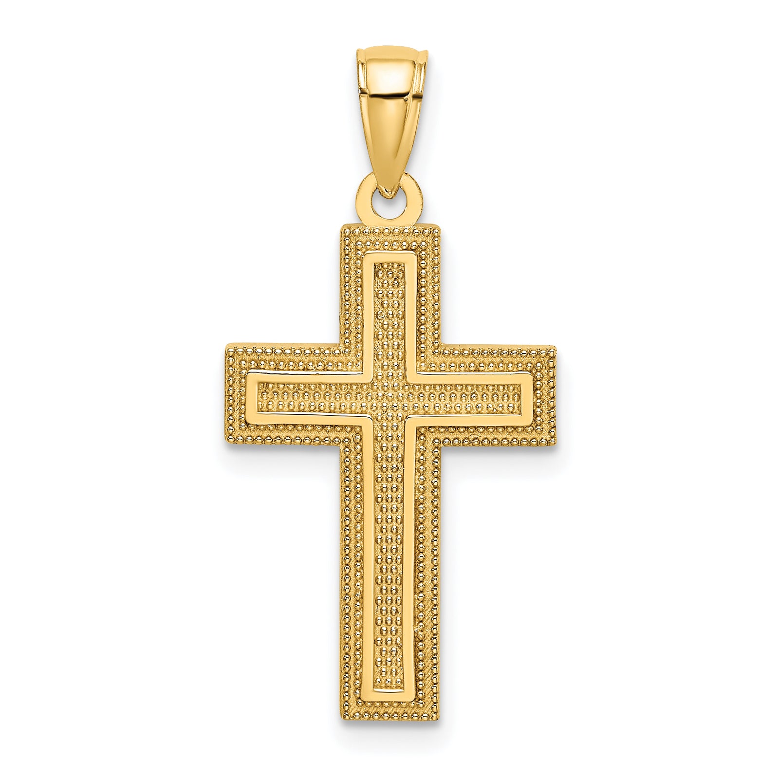 14K Block Cross Charm