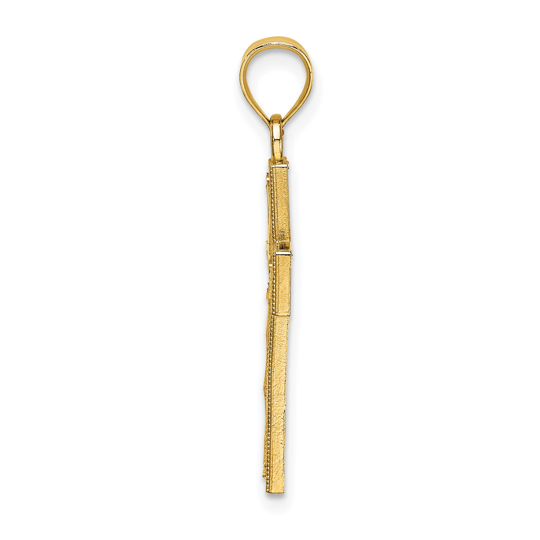 14K Block Cross Charm