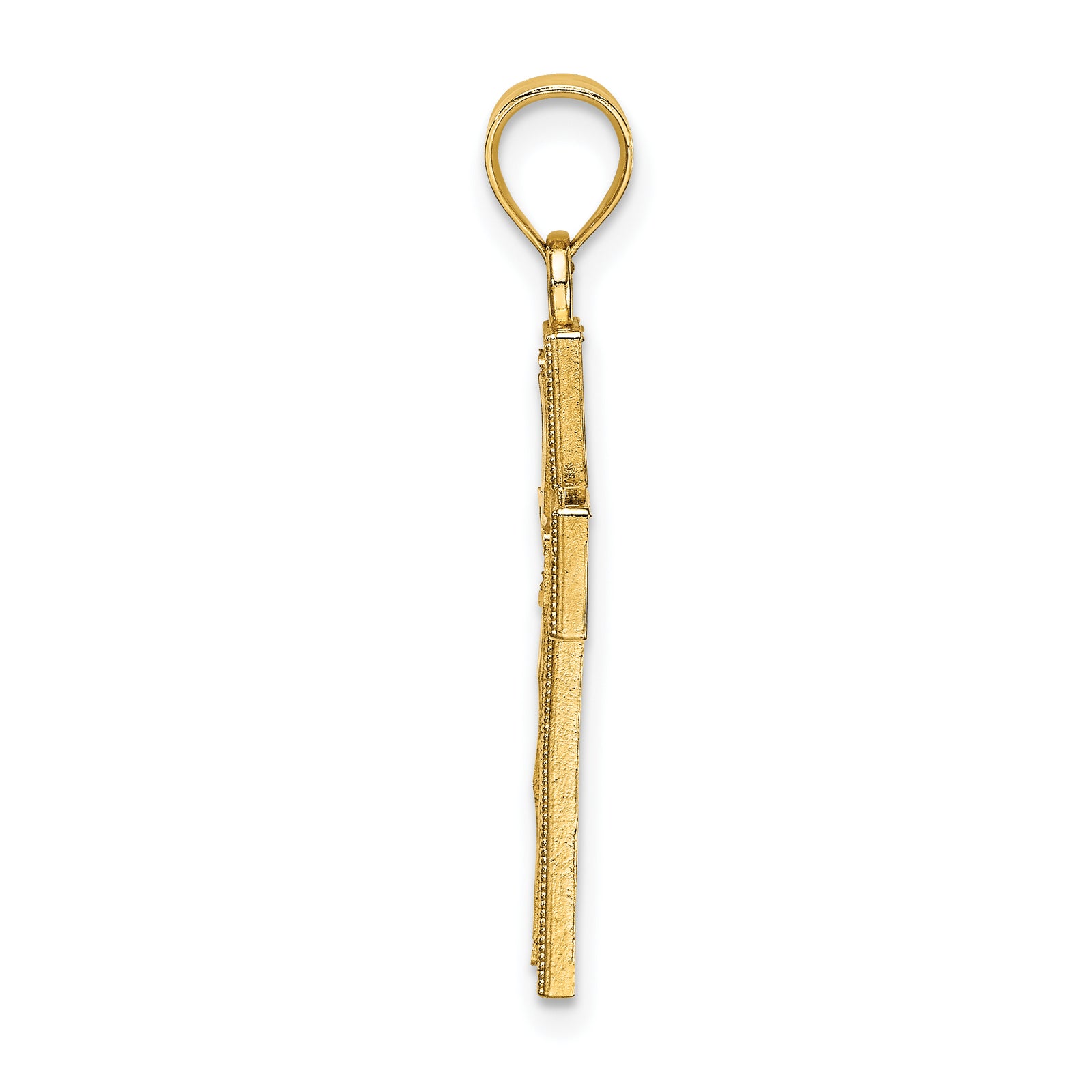 14K Block Cross Charm