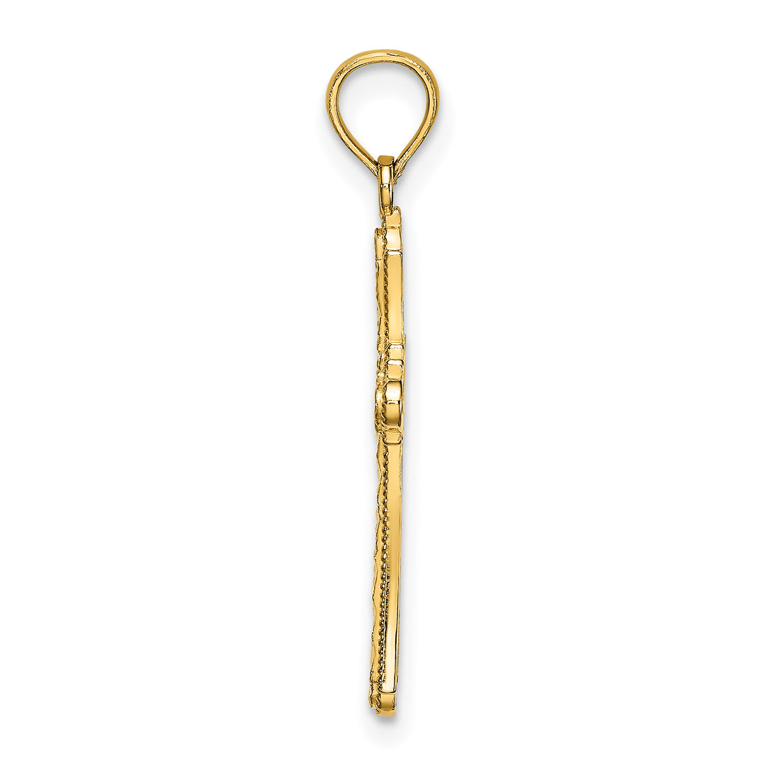 14K D/C Striped Cross Charm