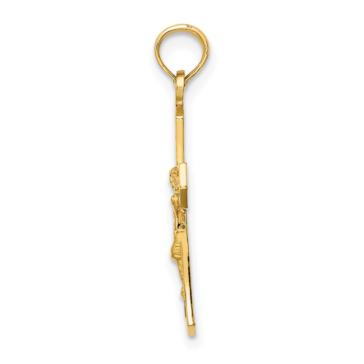14K Crucifix W/ Beveled Edges Charm