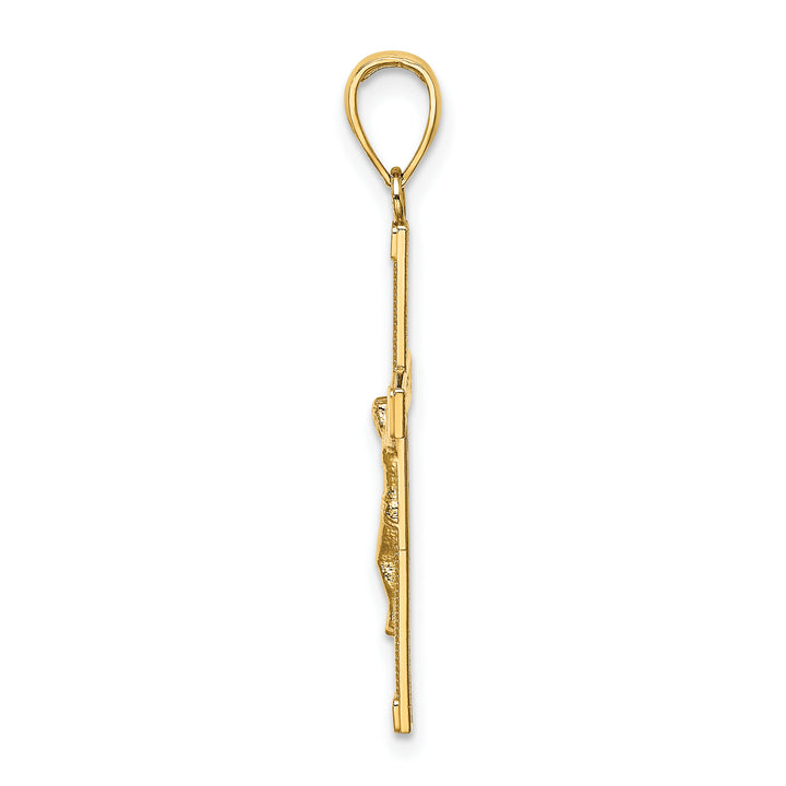 14K Polished and Textured Crucifix Charm