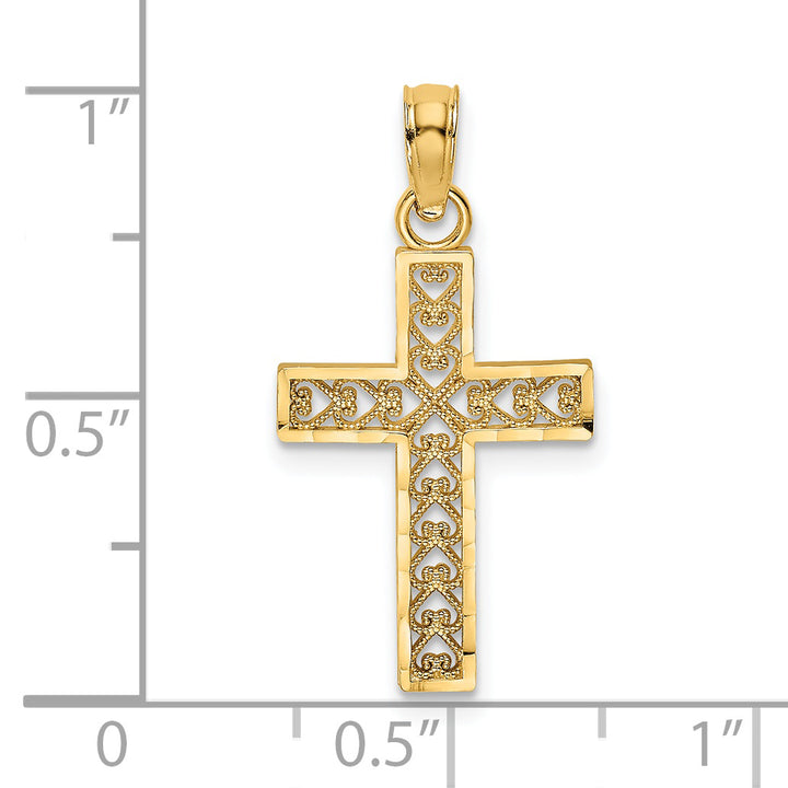 14K D/C Edge and Filigree Center Cross Charm