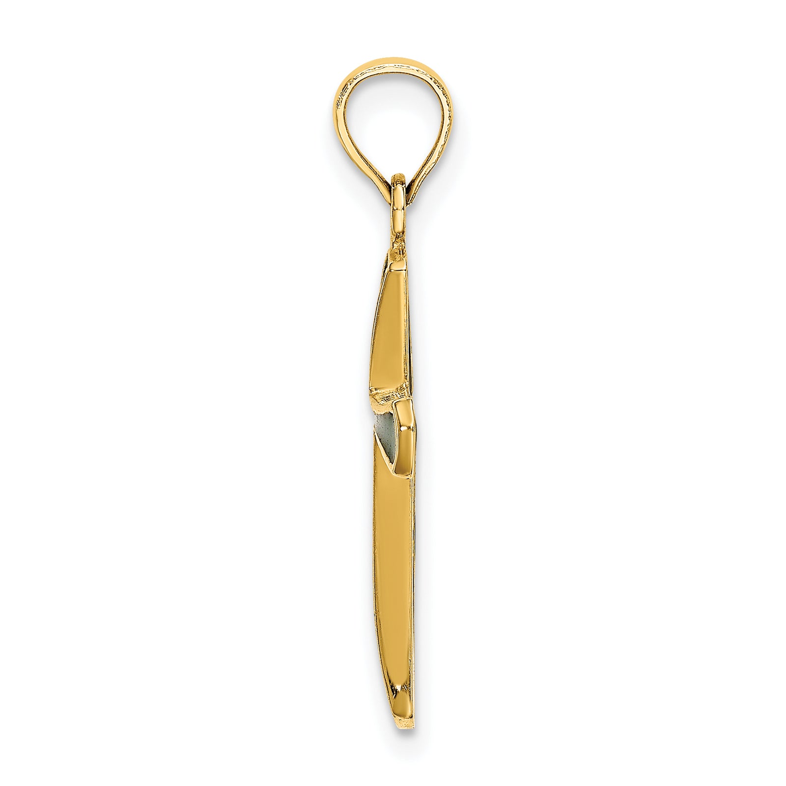 14K Green Enameled Tapered Cross Charm