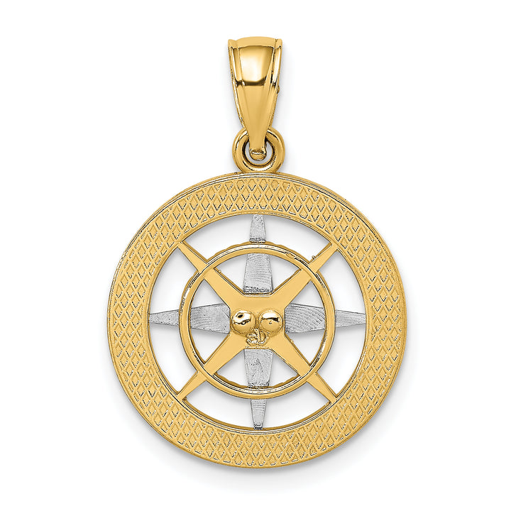 14K Nautical Compass w/White Gold Needle Charm