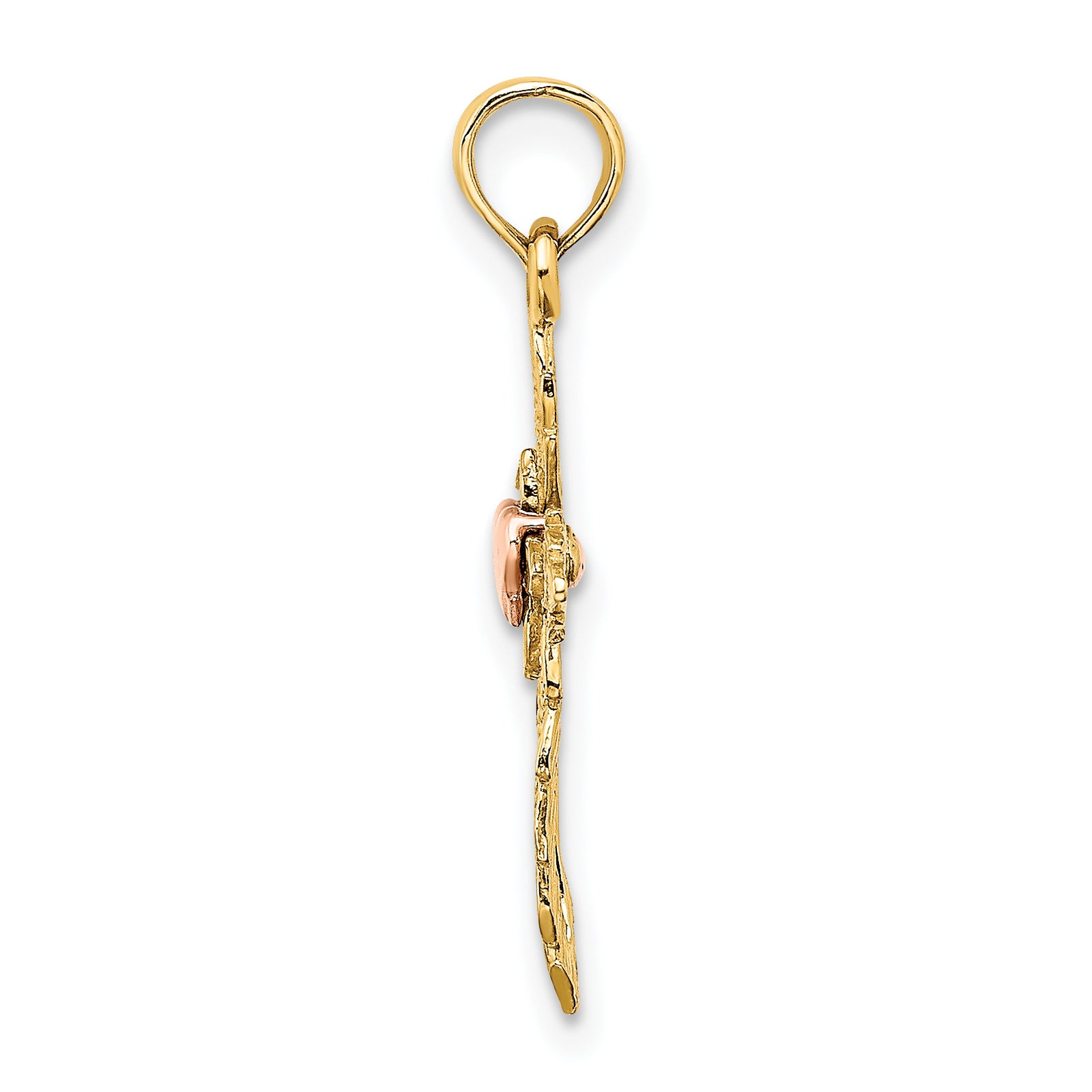 14k Two-Tone Cross w/ Heart Charm