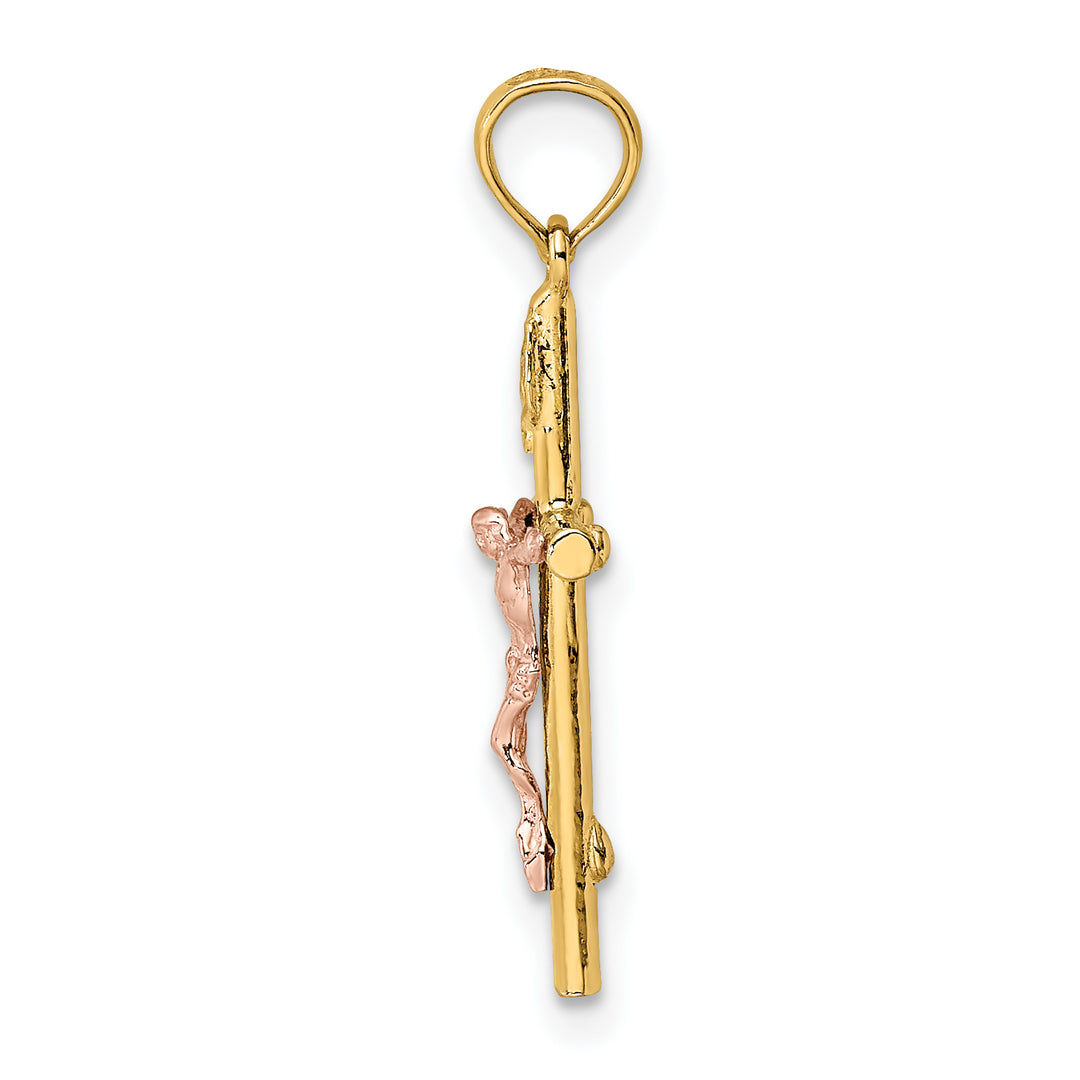 14k Two-Tone Cross Crucifix Charm