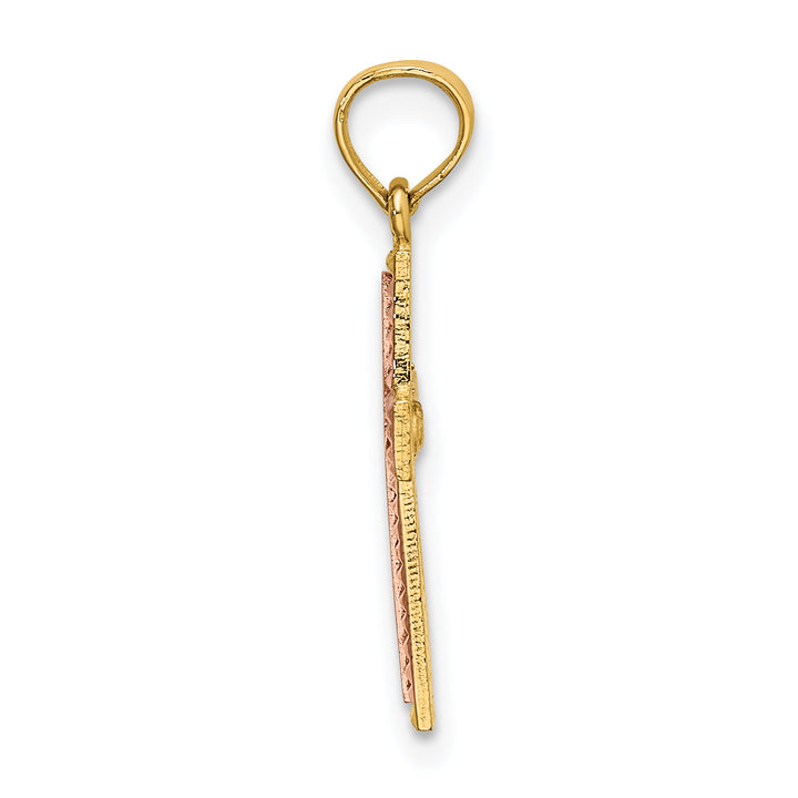 14k Two-tone Polished Cross Charm