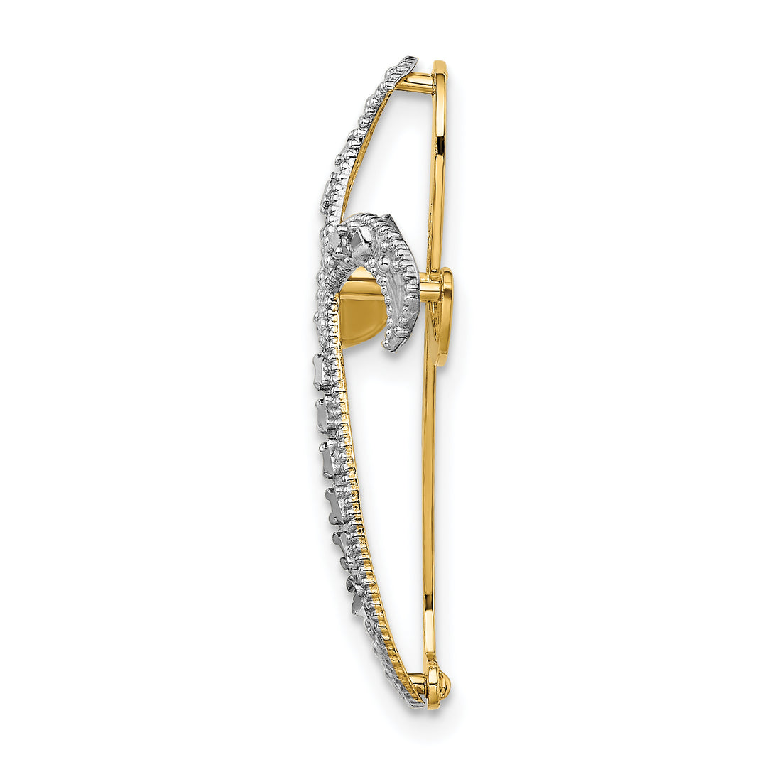 14K w/Rhodium Diamond-Cut Twisted Cross Charm