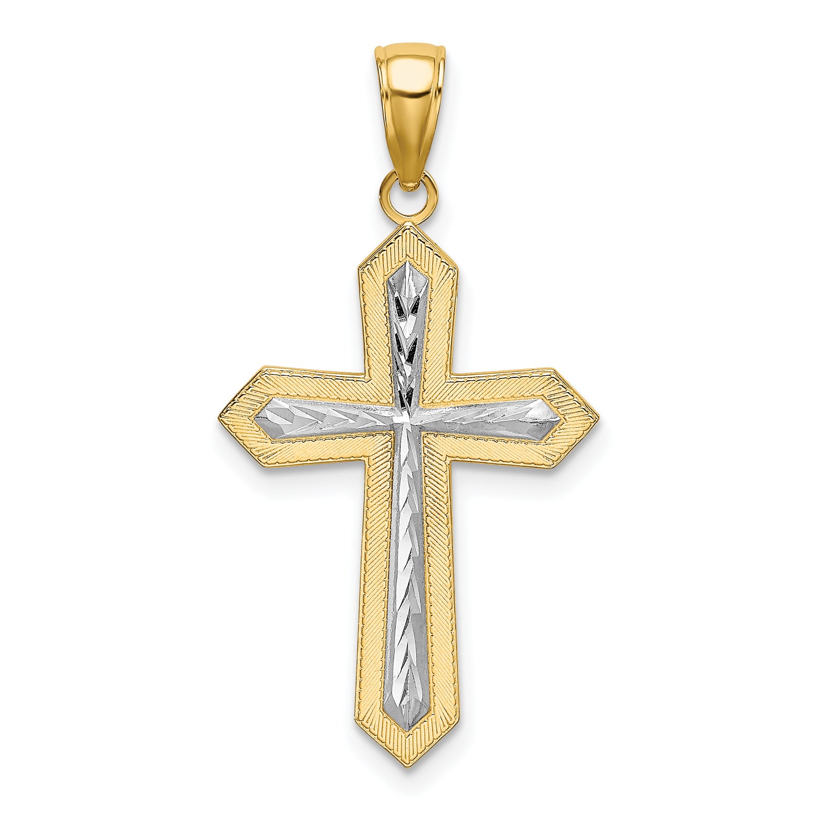 14K W/ Rhodium Center Cross Charm