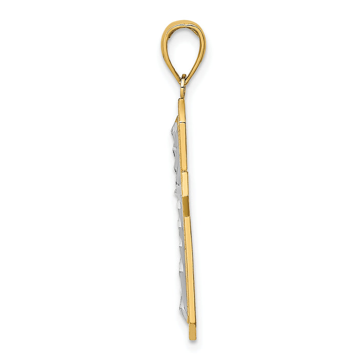 14K W/ Rhodium Center Cross Charm