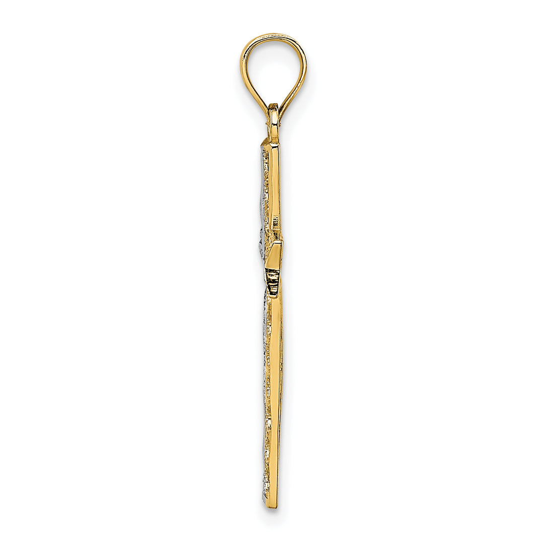 14K W/ Rhodium Cross Charm