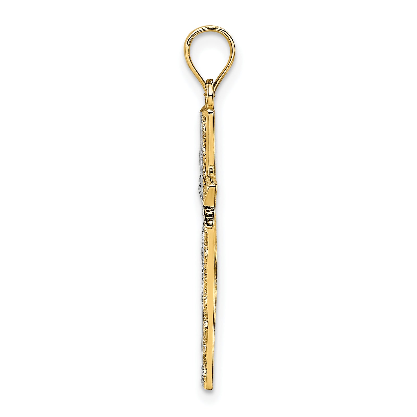 14K W/ Rhodium Cross Charm