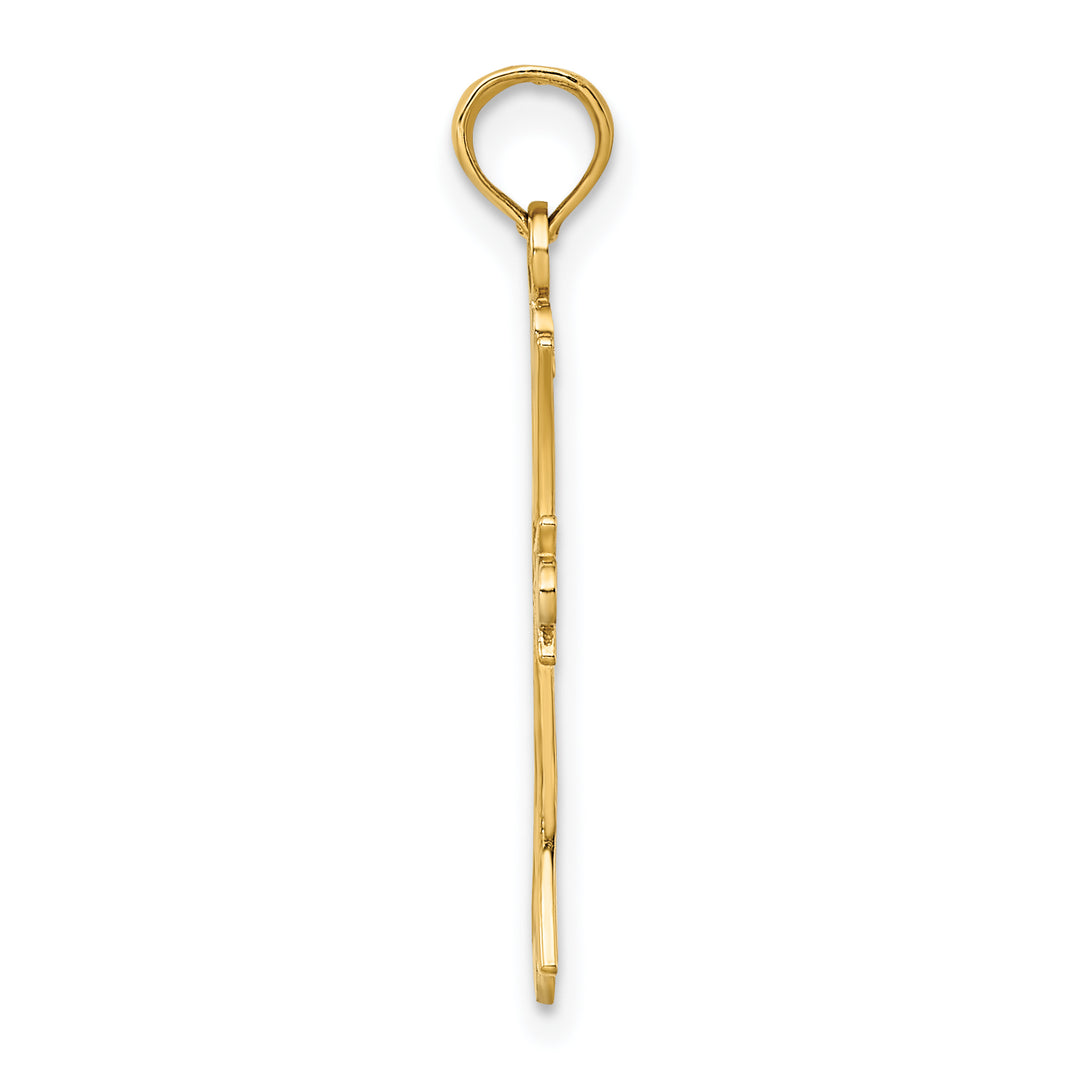 14K W/ Rhodium Textured Cross Charm