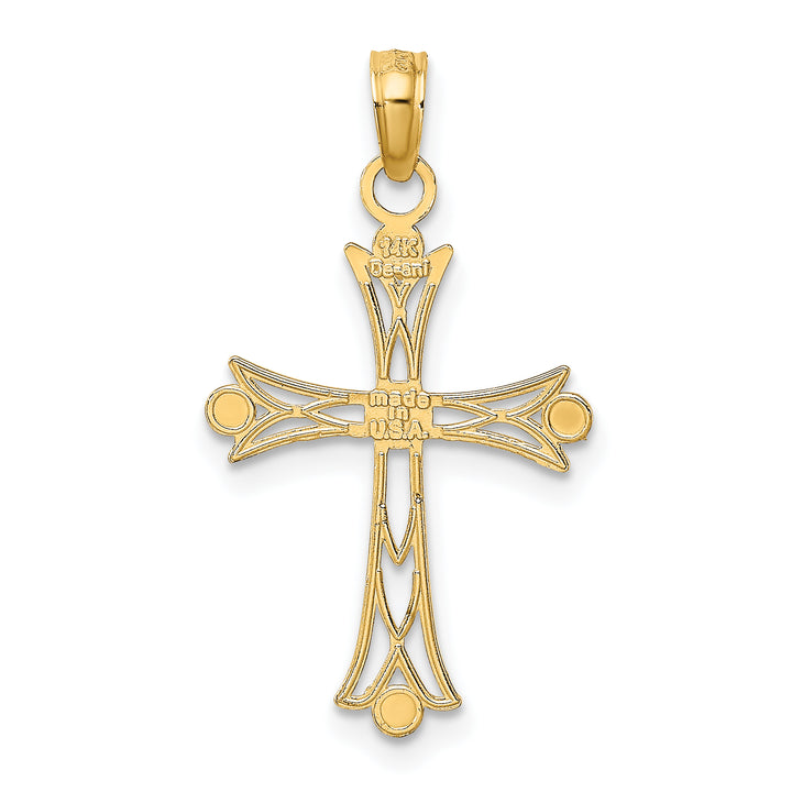 14K W/ Rhodium Textured Cross Charm