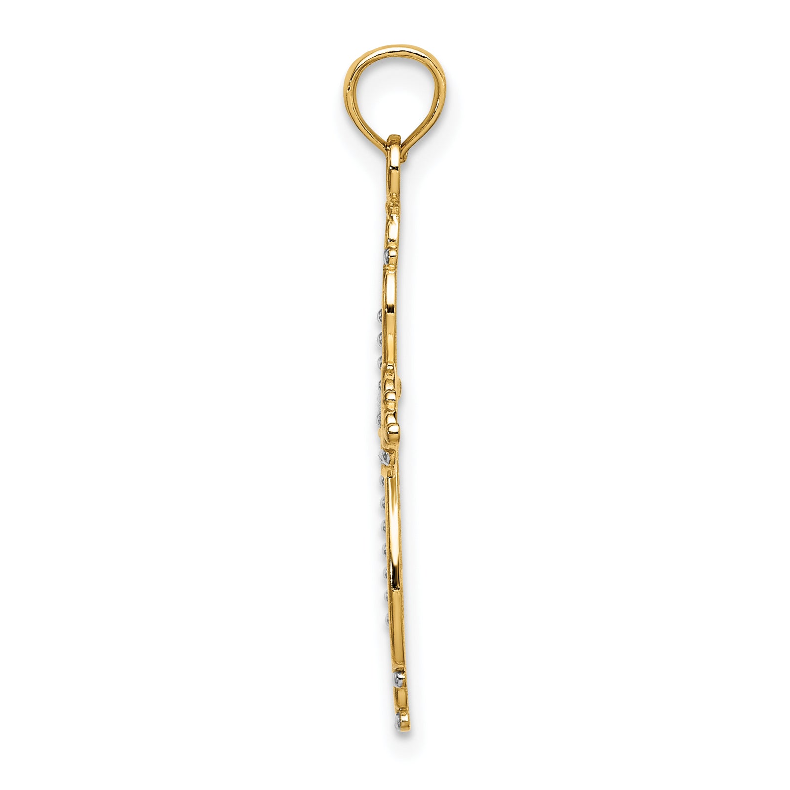 14K W/ Rhodium Beaded Cross Charm
