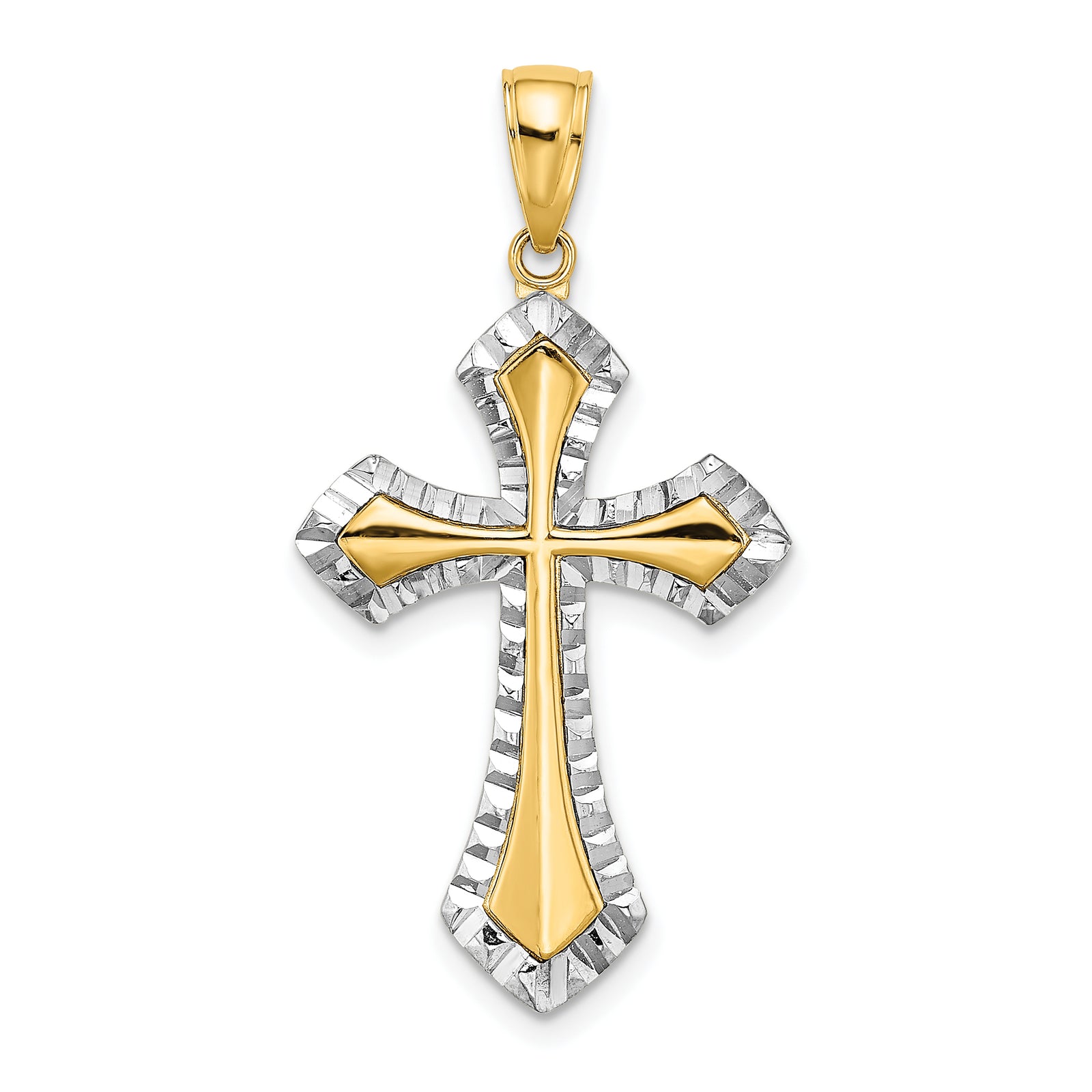 14K w/ Rhodium and D/C Reversible Cross Charm