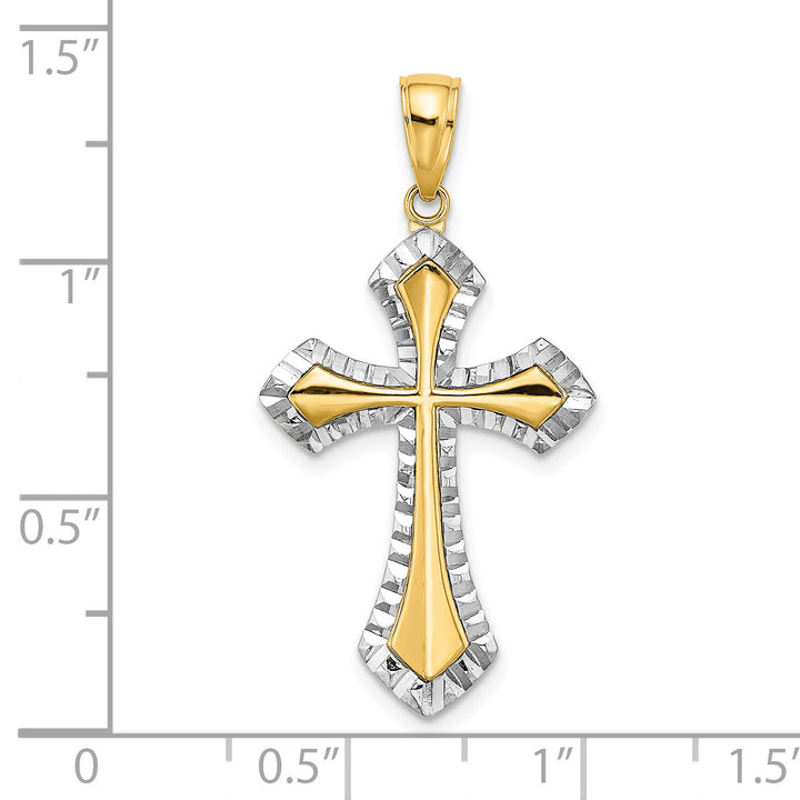 14K w/ Rhodium and D/C Reversible Cross Charm