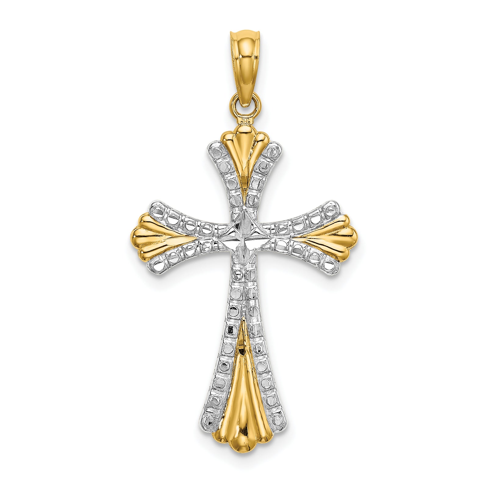 14K w/Rhodium and D/C Reversible Cross Charm