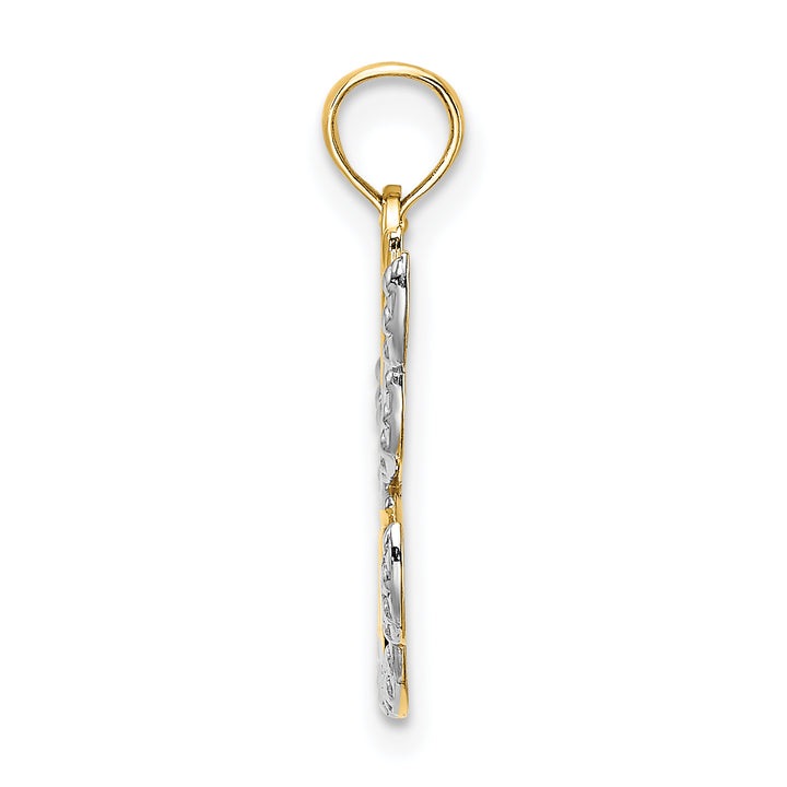 14K w/Rhodium Polished/Textured Cut-Out HOPE Angel Charm