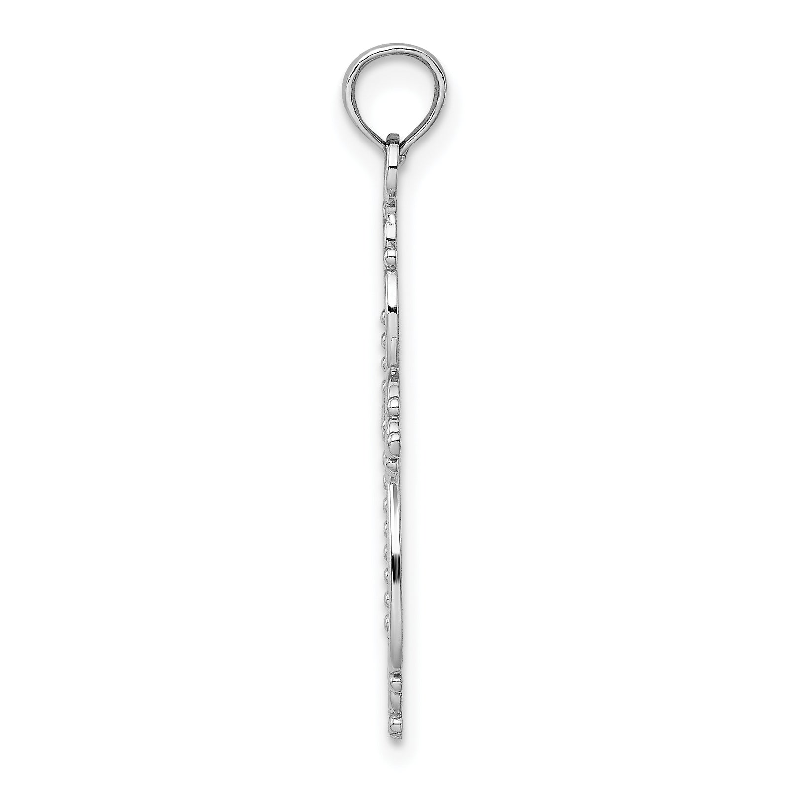 14K White Gold Beaded Cross Charm