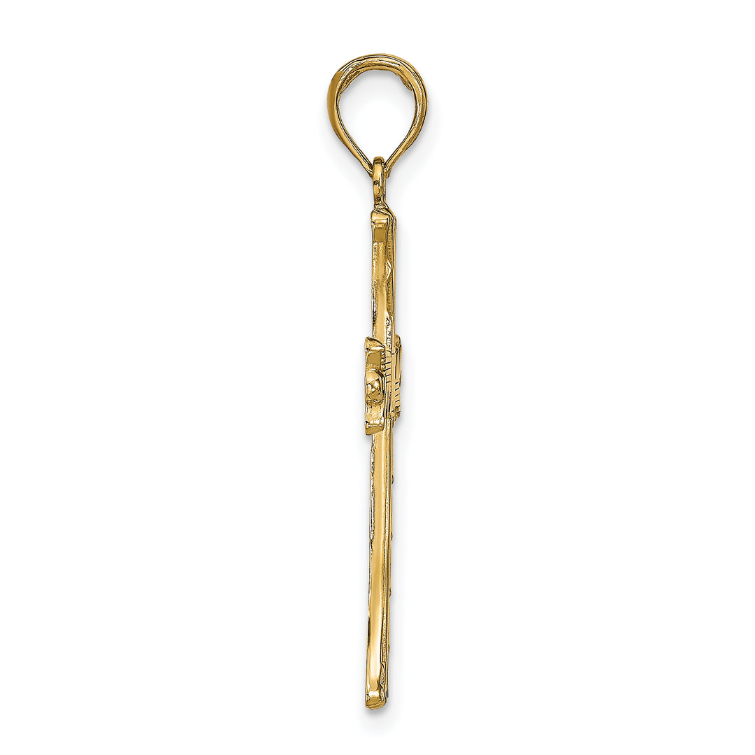 14K Textured w/Square Center Cross Pendant
