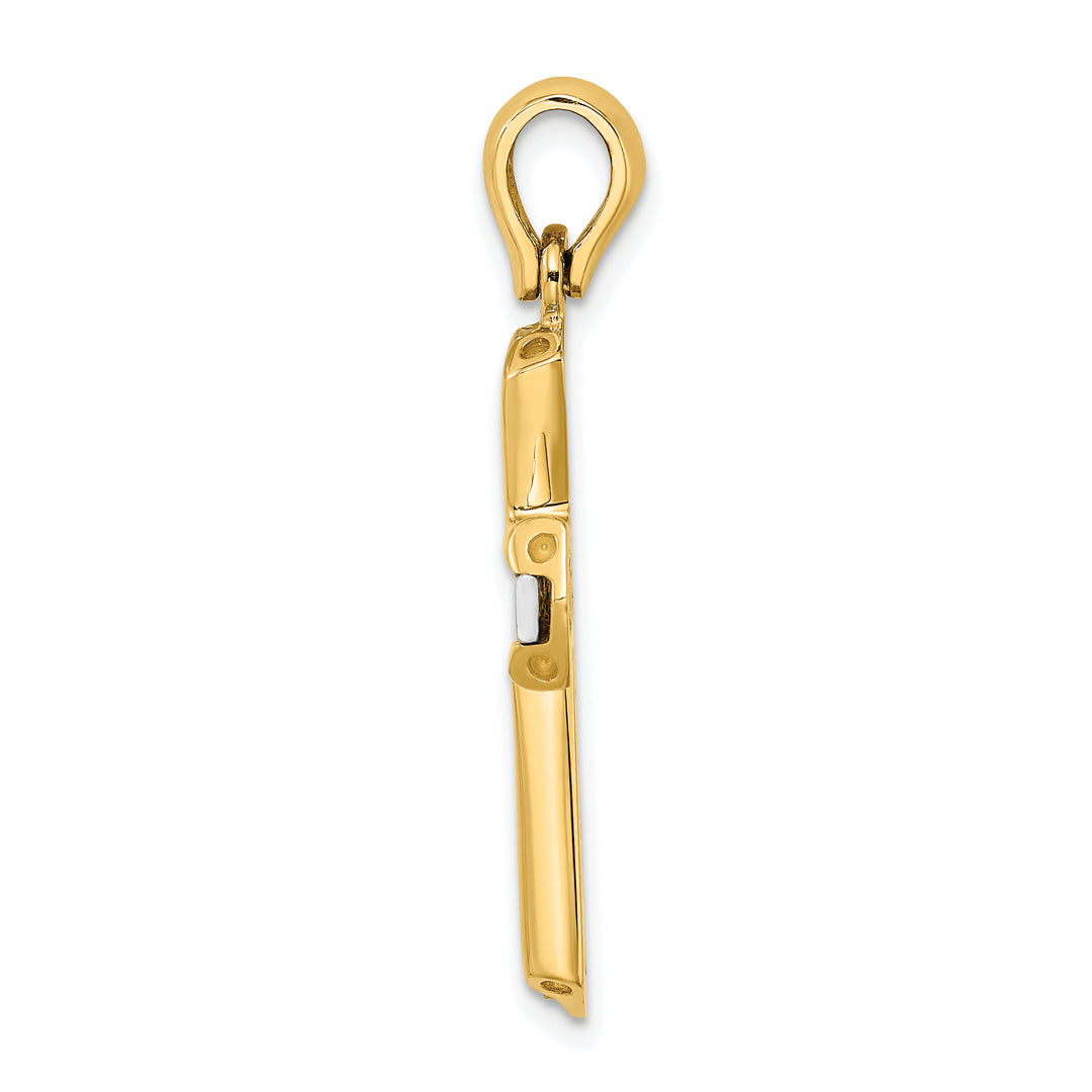 14K Two-tone Polished Cross Charm