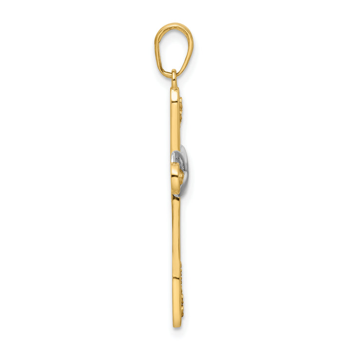 14K w/Rhodium D/C Cross & Infinity Pendant