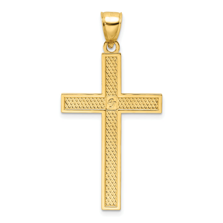 14K Polished Beaded Cross Pendant