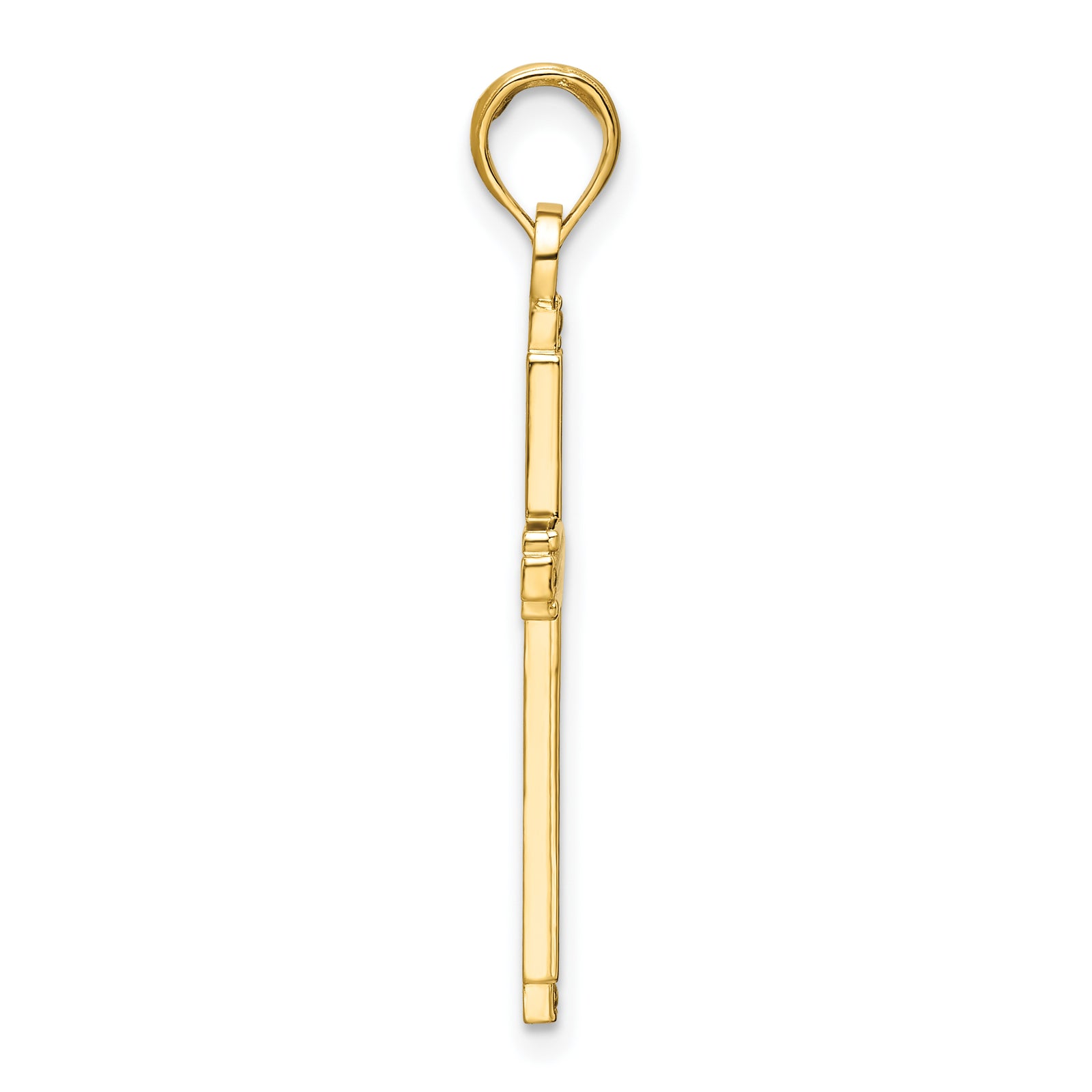 14K Polished Beaded Cross Pendant