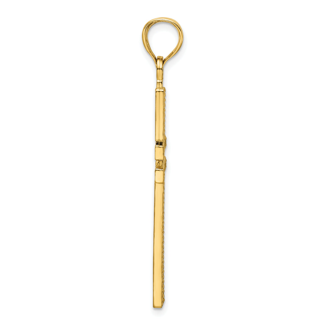 14K Polished Beaded Cross Pendant