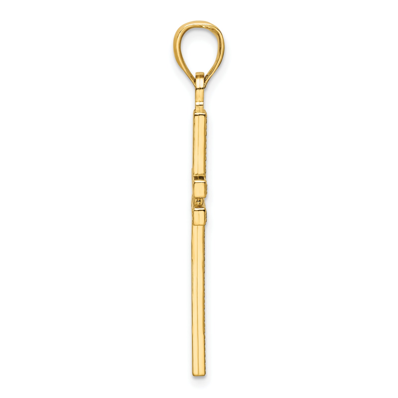 14K Polished Beaded Cross Pendant