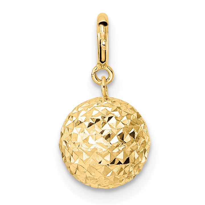 14K Diamond-cut Ball w/ Spring Ring Clasp Charm