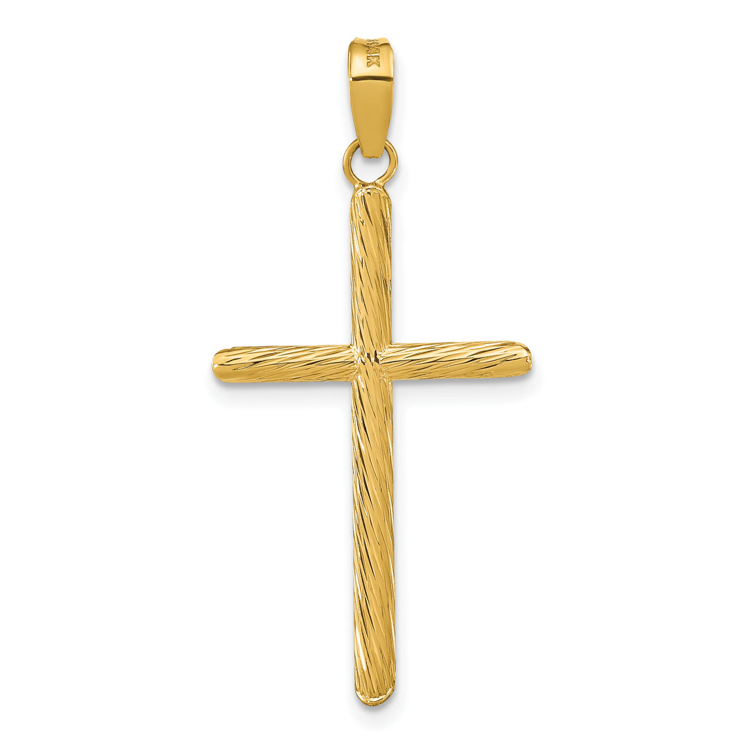 14K Polished & Textured Fancy Cross Pendant