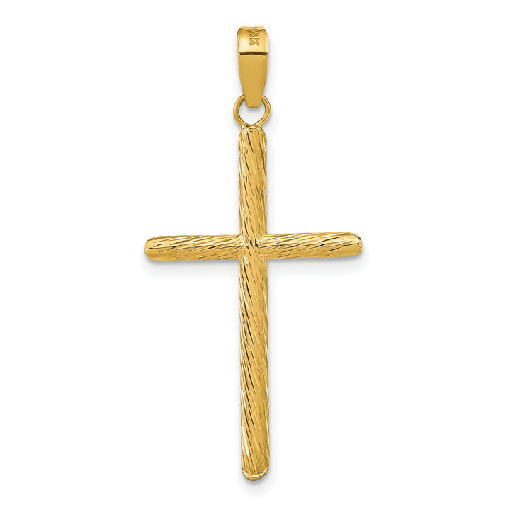 14K Polished & Textured Fancy Cross Pendant