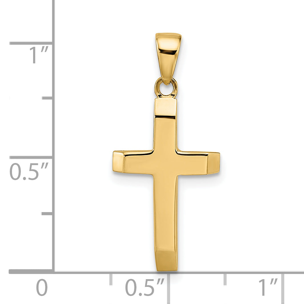 14K Polished Tapered Ends Hollow Cross Pendant