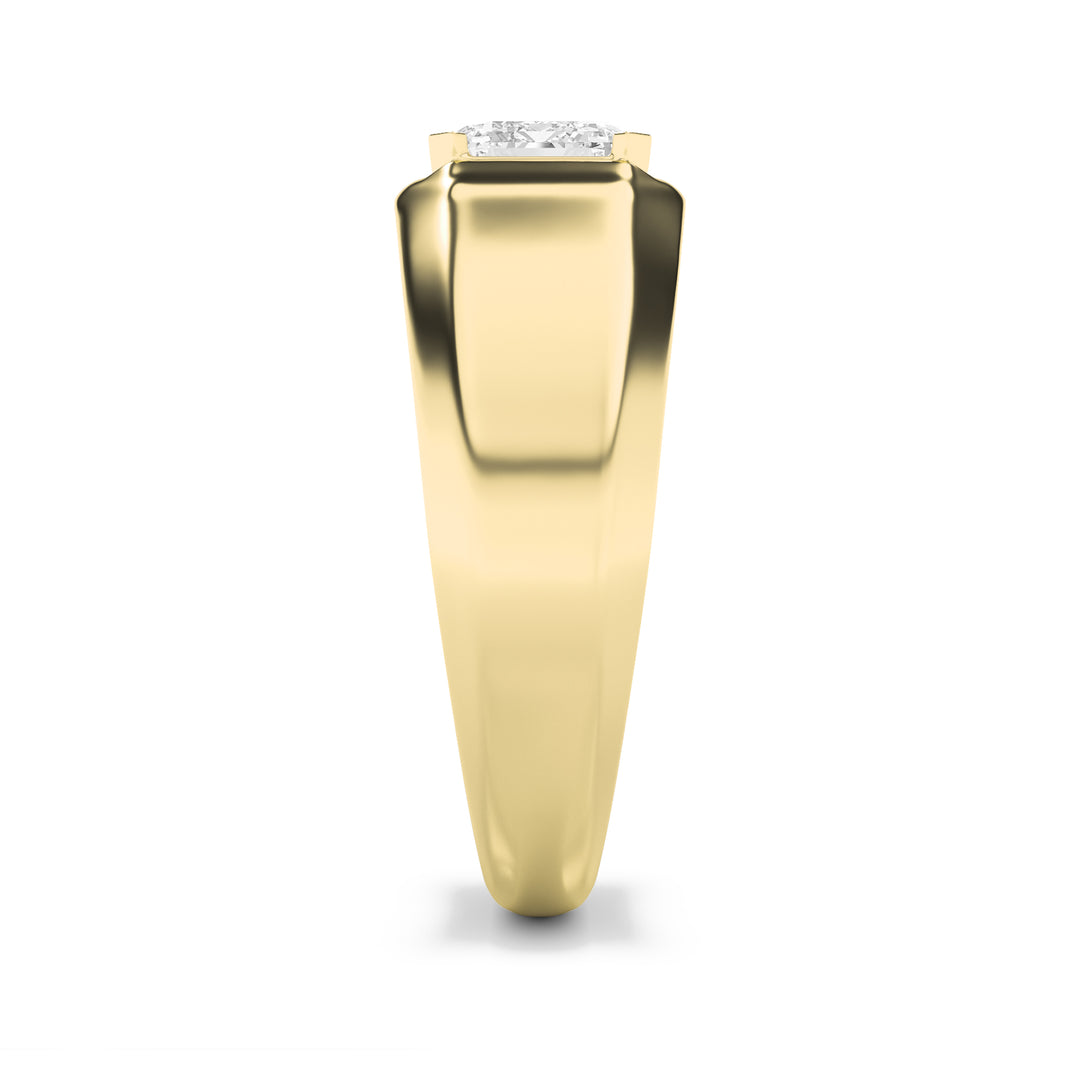 3Cttw Emerald Shaped Lab Grown Diamond (G/VS) Mens Ring in 14K Yellow Gold