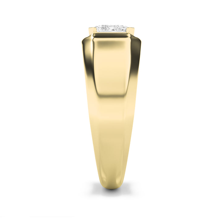 3Cttw Emerald Shaped Lab Grown Diamond (G/VS) Mens Ring in 14K Yellow Gold