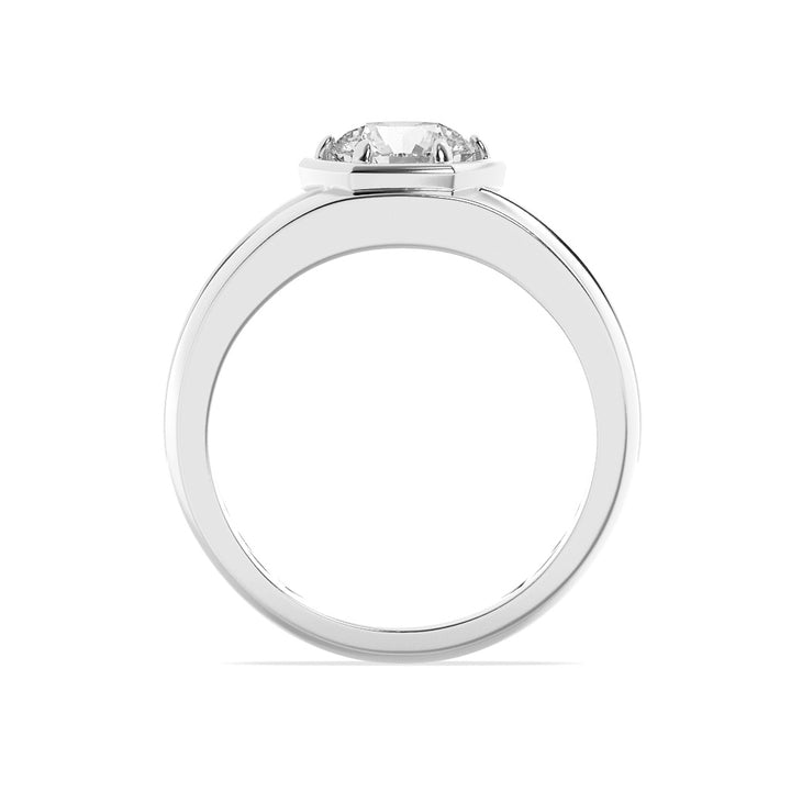 2Cttw Round Shaped Lab Grown Diamond (F/VS) Mens Ring in 14K White Gold