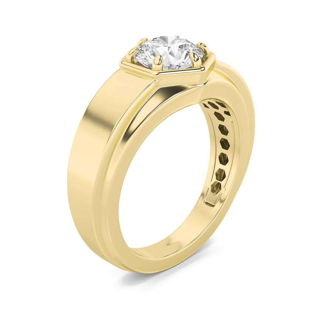 2Cttw Round Shaped Lab Grown Diamond (G/VS) Mens Ring in 14K Gold