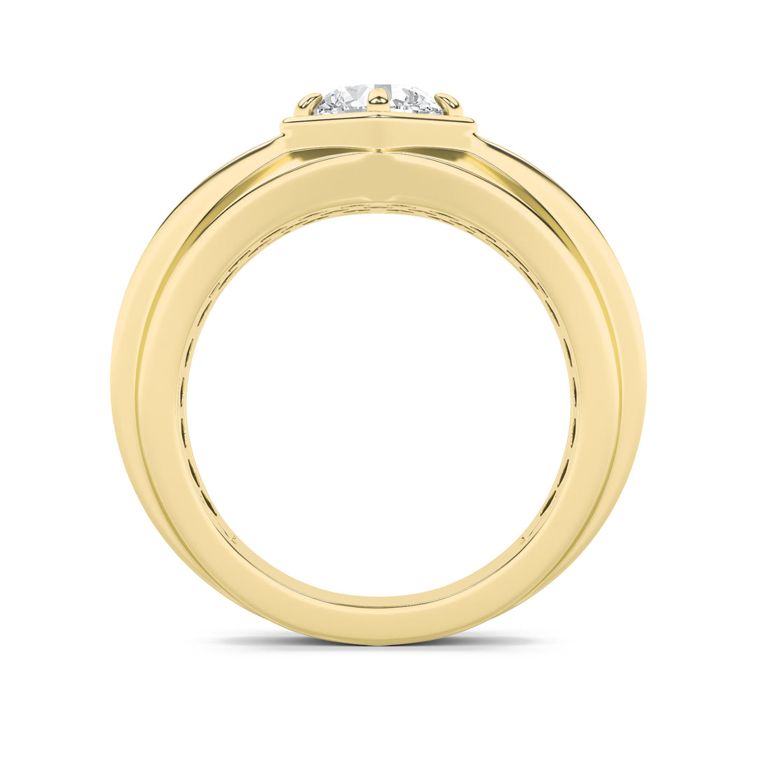 2Cttw Round Shaped Lab Grown Diamond (G/VS) Mens Ring in 14K Gold