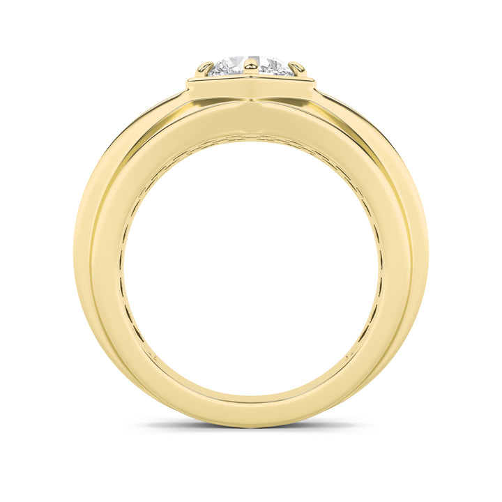 2Cttw Round Shaped Lab Grown Diamond (G/VS) Mens Ring in 14K Gold