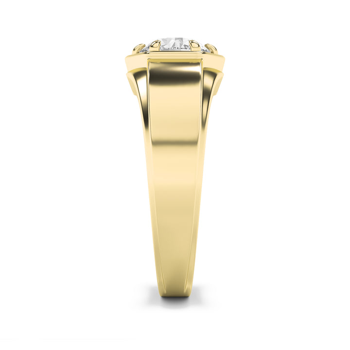 2Cttw Round Shaped Lab Grown Diamond (G/VS) Mens Ring in 14K Gold
