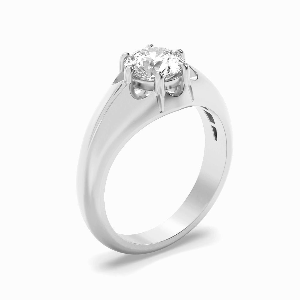 2Cttw Round Shaped Lab Grown Diamond (F/VS) Mens Ring in 14K Gold