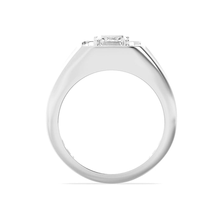 2Cttw Emerald Shaped Lab Grown Diamond (F/VS) Mens Ring in 14K White Gold