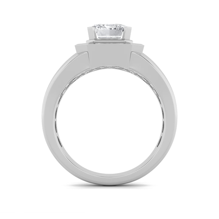 3Cttw Emerald Shaped Lab Grown Diamond (F/VS) Mens Ring in 14K Gold
