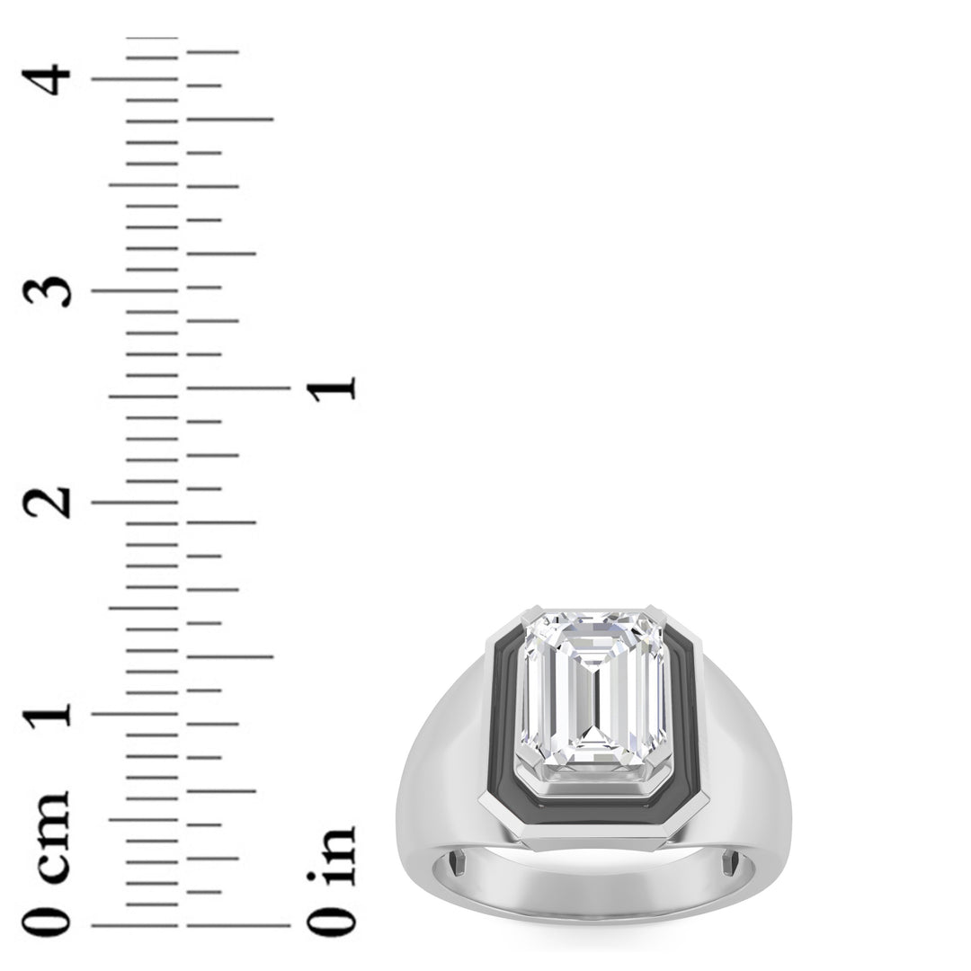 3Cttw Emerald Shaped Lab Grown Diamond (F/VS) Mens Ring in 14K Gold