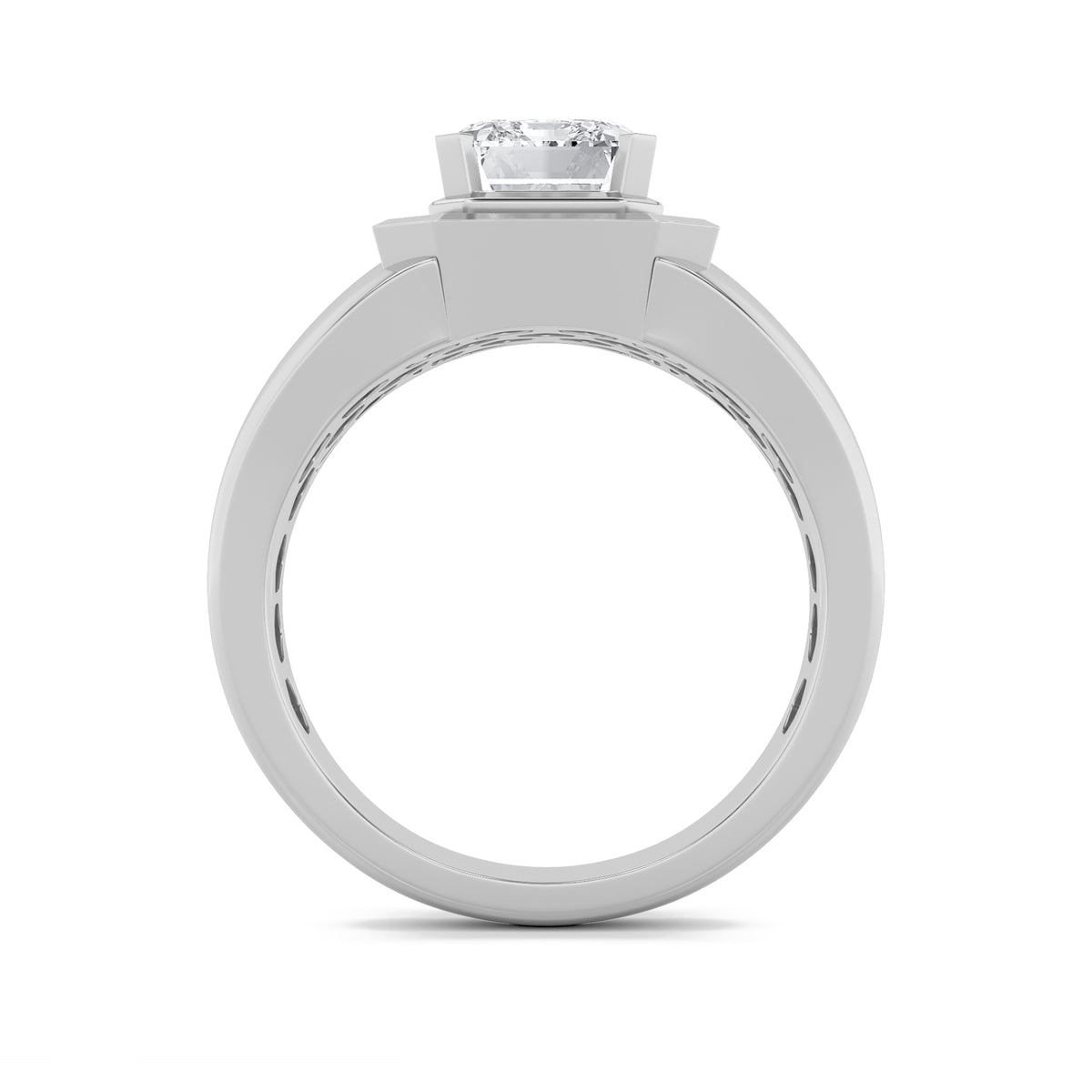 3Cttw Emerald Shaped Lab Grown Diamond (F/VS) Mens Ring in 14K Gold