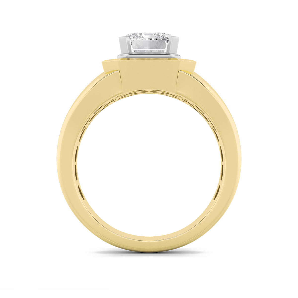 3Cttw Emerald Shaped Lab Grown Diamond (G/VS) Mens Ring in 14K Gold